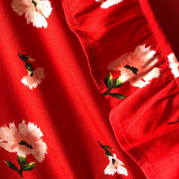 Topshop floral wrap midi dress in red - Picture 5 of 5